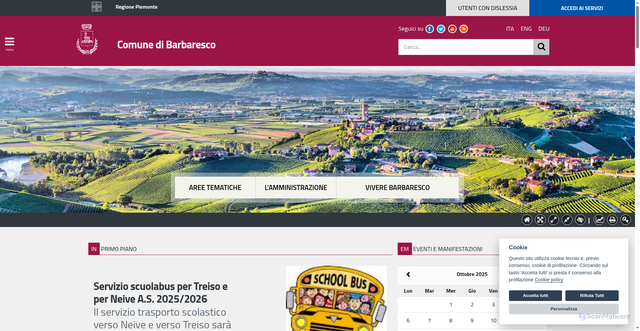 Security scan screenshot of https://www.comune.barbaresco.cn.it/