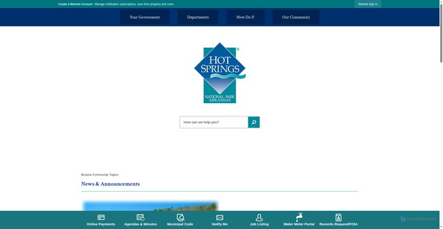Security scan screenshot of https://www.hotspringsar.gov/