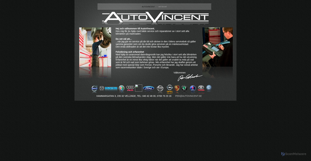 Security scan screenshot of https://autovincent.se