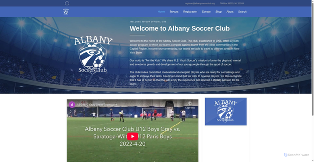 Security scan screenshot of https://albanysoccerclub.org/