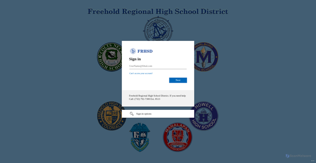 Security scan screenshot of https://frhsdistrict-my.sharepoint.com