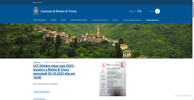 Security scan screenshot of https://www.comune.moliniditriora.im.it/