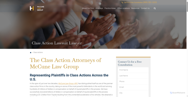 Security scan screenshot of https://mccunelawgroup.com/class-action-lawyer/