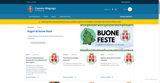 Security scan screenshot of https://www.comune.cassanomagnago.va.it/