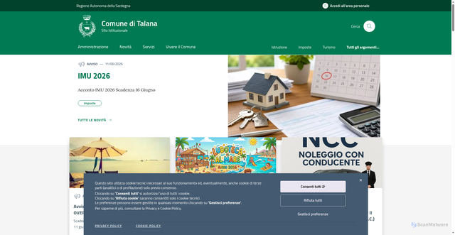 Security scan screenshot of https://www.comune.talana.og.it
