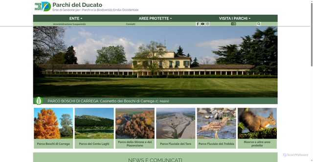 Security scan screenshot of https://www.parchidelducato.it/