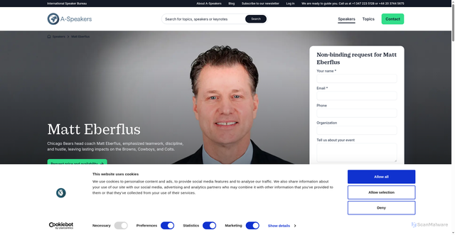 Security scan screenshot of https://www.a-speakers.com/speakers/matt-eberflus/