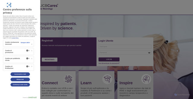 Security scan screenshot of https://ucbcaresforneurology.it