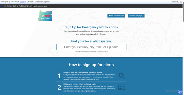 Security scan screenshot of https://oralert.gov/