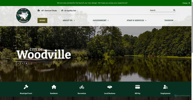 Security scan screenshot of https://www.woodville-tx.gov/