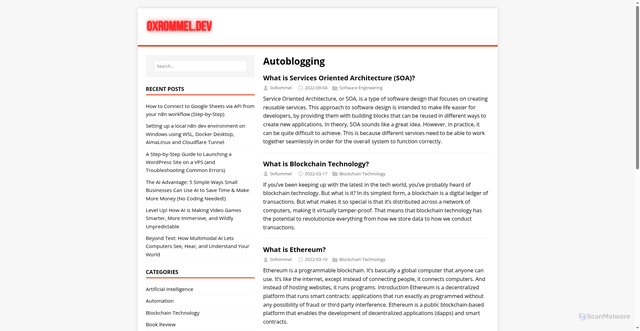 Security scan screenshot of https://0xrommel.pages.dev/tags/autoblogging/