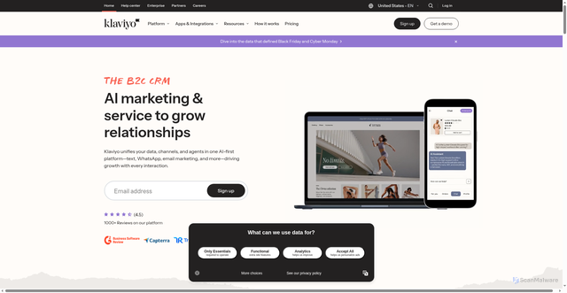 Security scan screenshot of https://a.klaviyo.com/