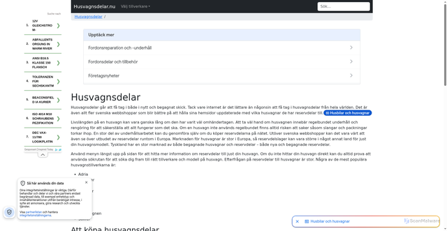Security scan screenshot of https://husvagnsdelar.nu