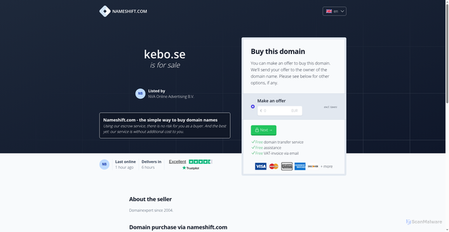 Security scan screenshot of https://kebo.se