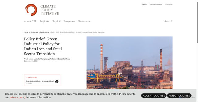 Security scan screenshot of https://www.climatepolicyinitiative.org/publication/policy-brief-green-industrial-policy-for-indias-iron-and-steel-sector-transition/