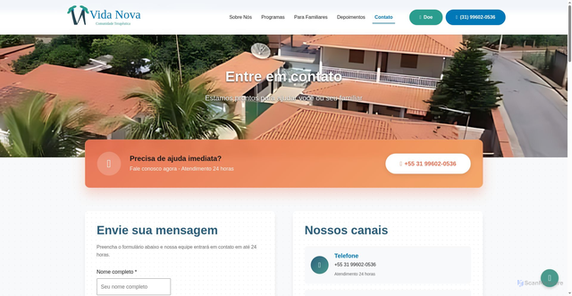 Security scan screenshot of https://ctvidanova.org/contato.html