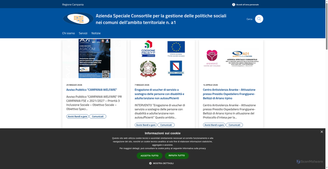 Security scan screenshot of https://www.pianosociale-a1.it