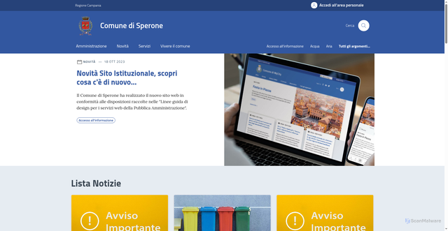 Security scan screenshot of https://www.comune.sperone.av.it