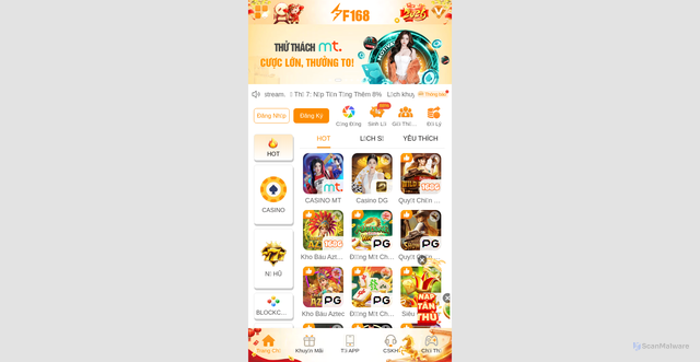 Security scan screenshot of https://f168b4.com