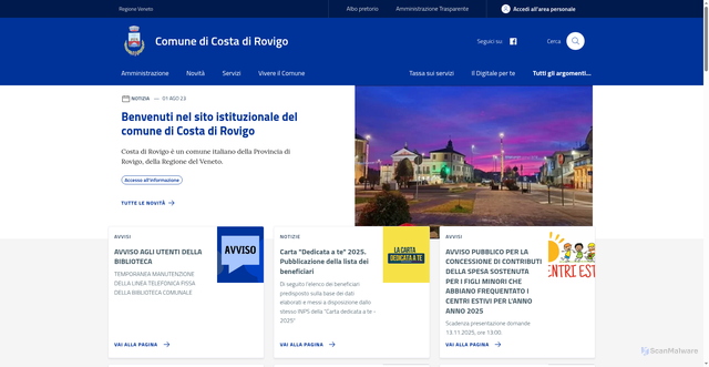 Security scan screenshot of https://www.comune.costadirovigo.ro.it/