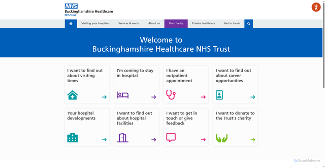 Security scan screenshot of http://www.buckshealthcare.nhs.uk/