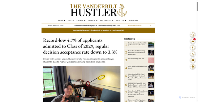 Security scan screenshot of https://vanderbilthustler.com
