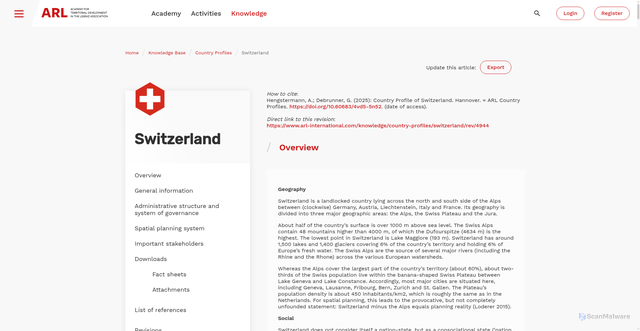 Security scan screenshot of https://www.arl-international.com/knowledge/country-profiles/switzerland