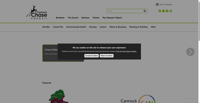 Security scan screenshot of https://www.cannockchasedc.gov.uk/