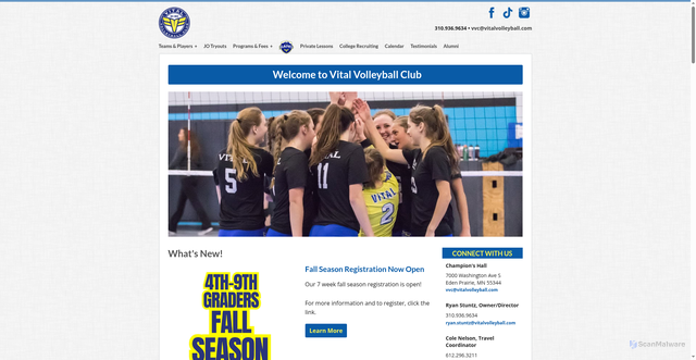 Security scan screenshot of https://vitalvolleyball.com/