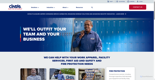 Security scan screenshot of https://www.cintas.com