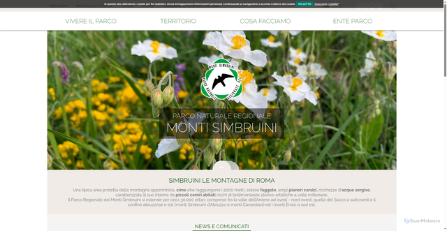Security scan screenshot of https://www.parcomontisimbruini.it