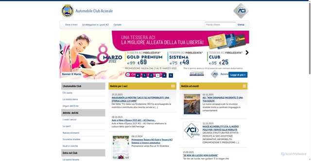 Security scan screenshot of https://acireale.aci.it/