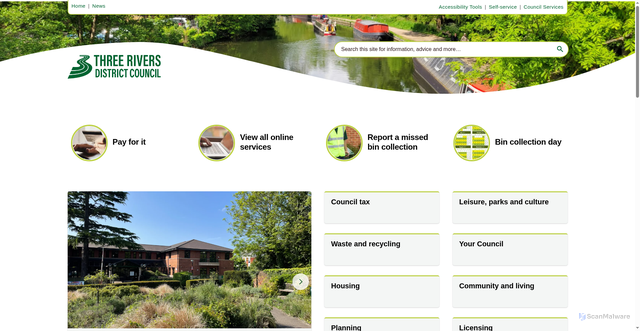 Security scan screenshot of https://www.threerivers.gov.uk/