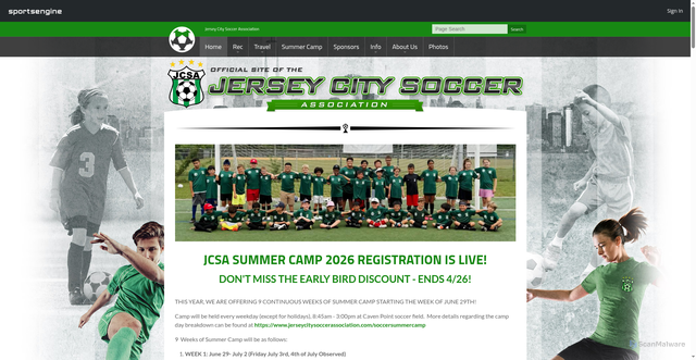 Security scan screenshot of https://jerseycitysoccerassociation.sportngin.com/