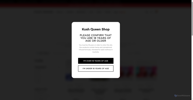 Security scan screenshot of https://kushqueenshop-com.pages.dev/collections/420-essentials/