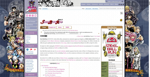 Security scan screenshot of https://jojowiki.com/Steel_Ball_Run