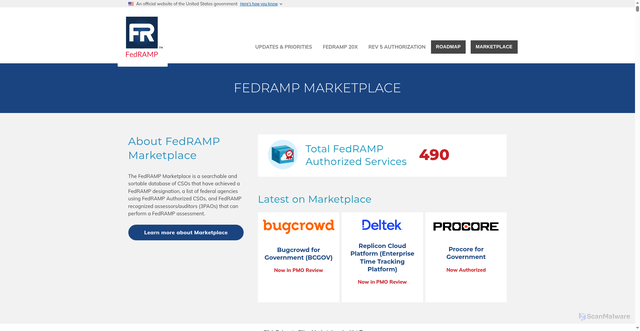 Security scan screenshot of https://marketplace.fedramp.gov