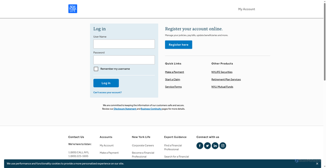 Security scan screenshot of https://www.mynyl.newyorklife.com