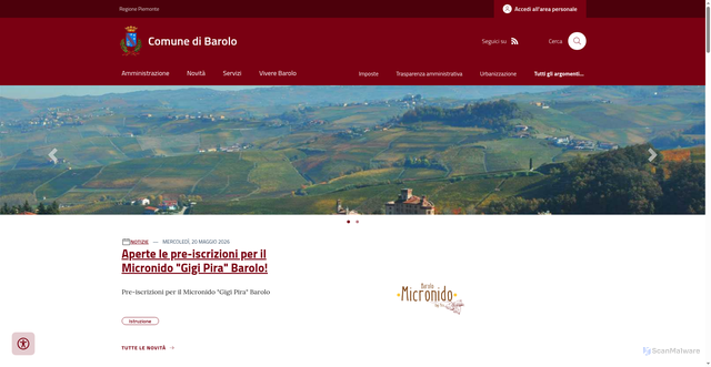Security scan screenshot of https://www.comune.barolo.cn.it
