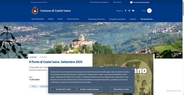 Security scan screenshot of https://www.comune.castel-ivano.tn.it/