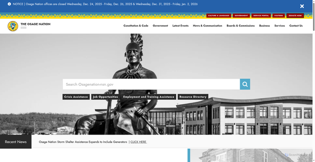 Security scan screenshot of https://osagenation-nsn.gov/