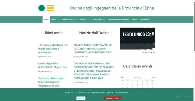 Security scan screenshot of https://www.ordineingegnerienna.it/joomla/