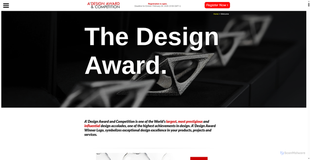 Security scan screenshot of https://adesignaward.com