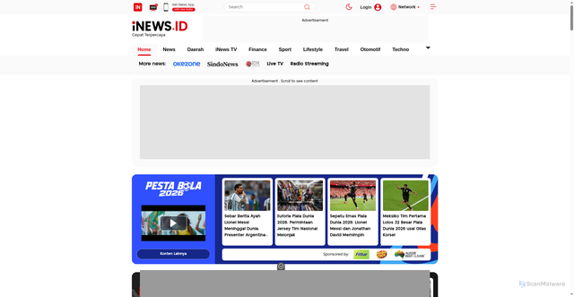 Security scan screenshot of https://www.inews.id