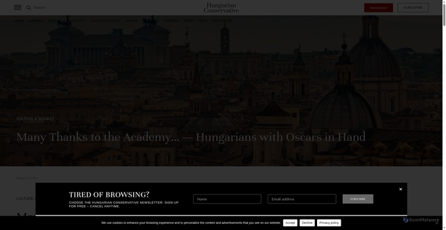 Security scan screenshot of https://www.hungarianconservative.com/articles/culture_society/academy-awards-hungary-oscars-winner/