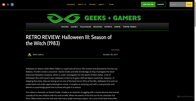Security scan screenshot of https://www.geeksandgamers.com/retro-review-halloween-iii-season-witch-1983/