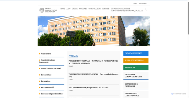 Security scan screenshot of https://ordineavvocatidellaspezia.it/