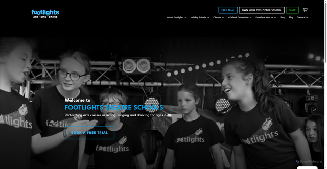 Security scan screenshot of https://footlightstheatre.co.uk/