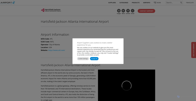 Security scan screenshot of https://www.airport-suppliers.com/airport/hartsfield-jackson-atlanta-international-airport/