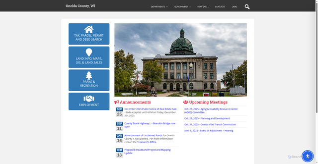 Security scan screenshot of https://www.oneidacountywi.gov/